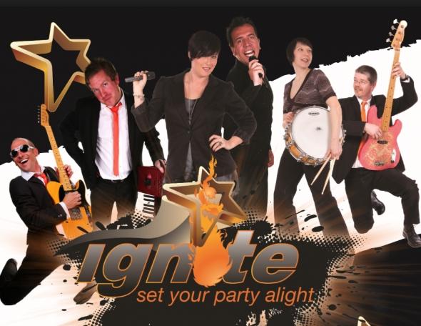 Ignite Band Prom picture with their instruments