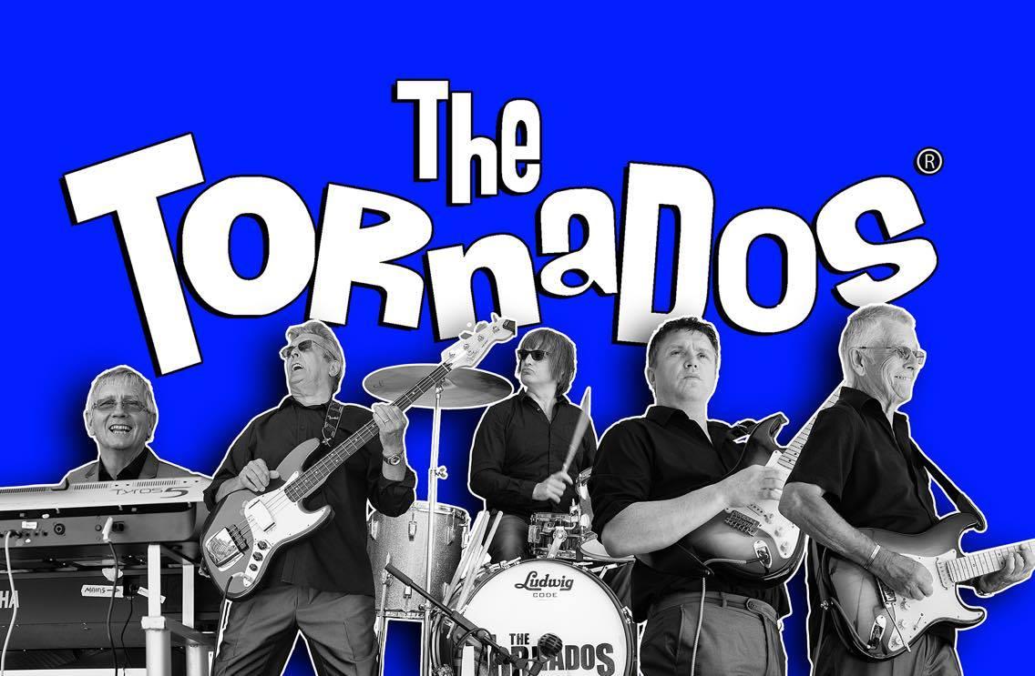 The Tornados Band prom image with blue background