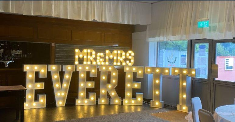 MR & Mrs with a surname giant letters