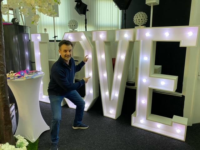 White 6ft Love Letters Hire Essex