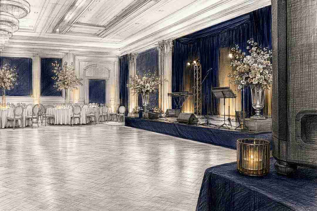 Wedding venue prepared for licensed music