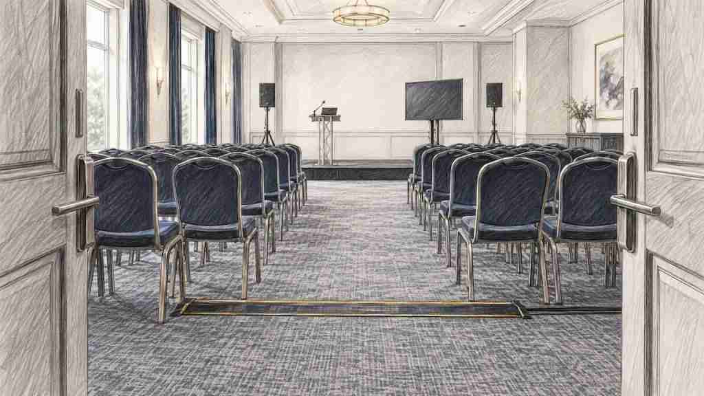Clear accessible route through a conference venue
